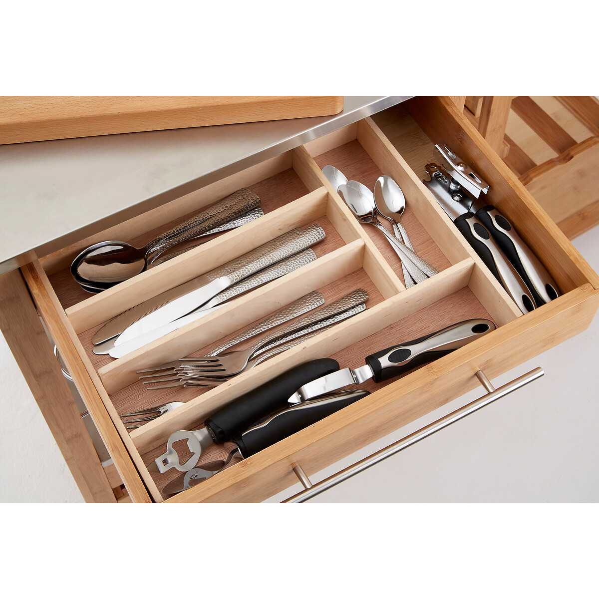 5-Compartment Cutlery Tray in Birchwood brown, SO'HOME