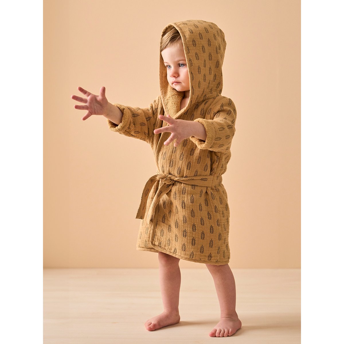Peignoir de bain en gaze de coton ETHNIC ocre, VERTBAUDET