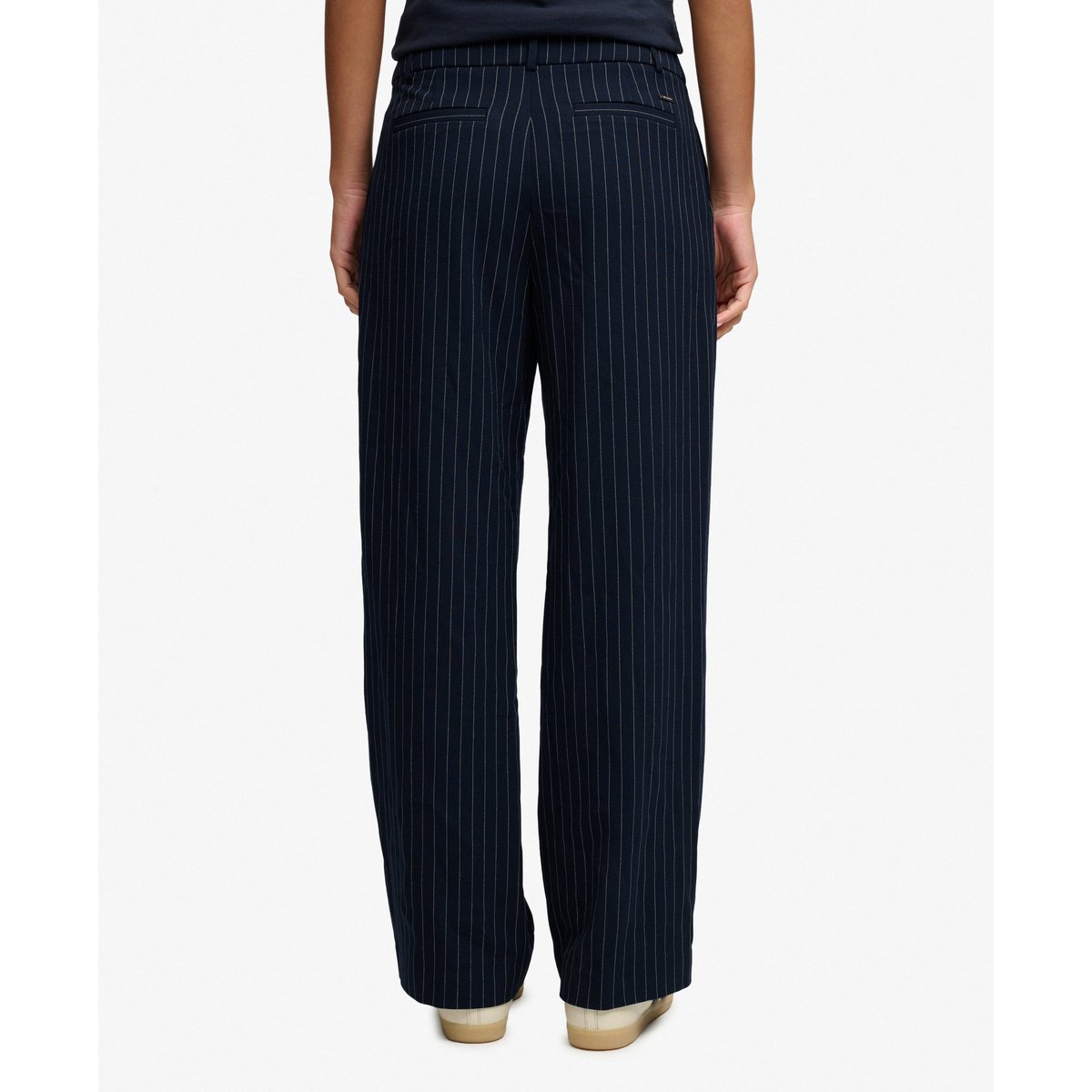 Pantalon Pinstripe Taille Haute Coupe Classique rayures tennis bleu marine, SUPERDRY