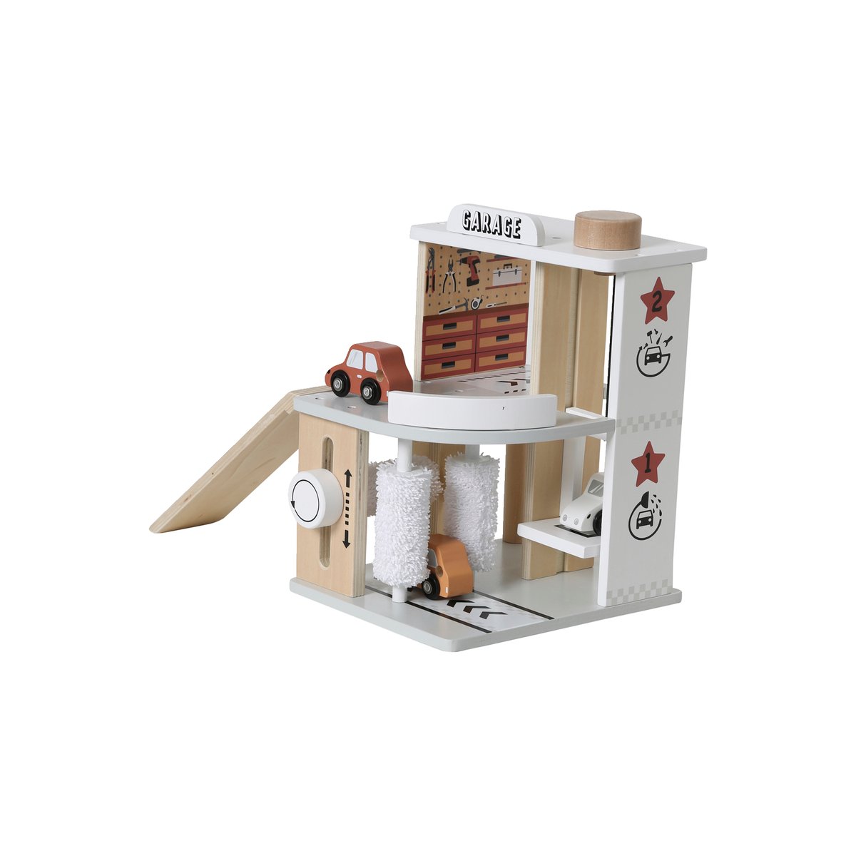 Garage station + service en bois multicolore, VERTBAUDET