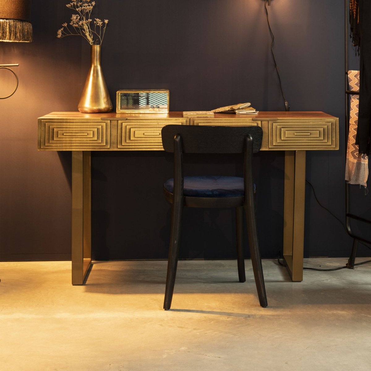 Console 2 tiroirs en bois - VOLAN or, DUTCHBONE