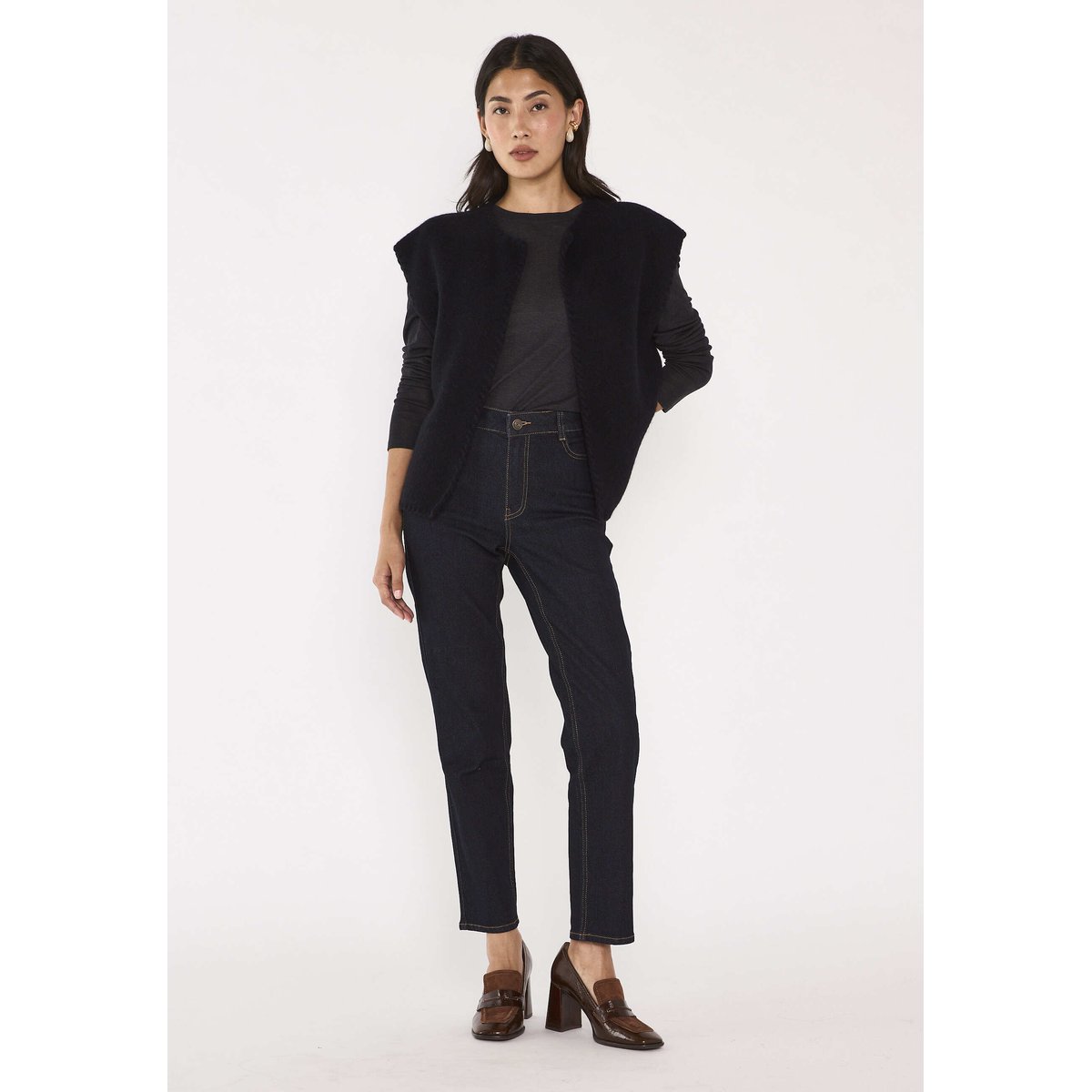 Gilet sans manches en laine mélangé ANTHEA marine, Maison 123