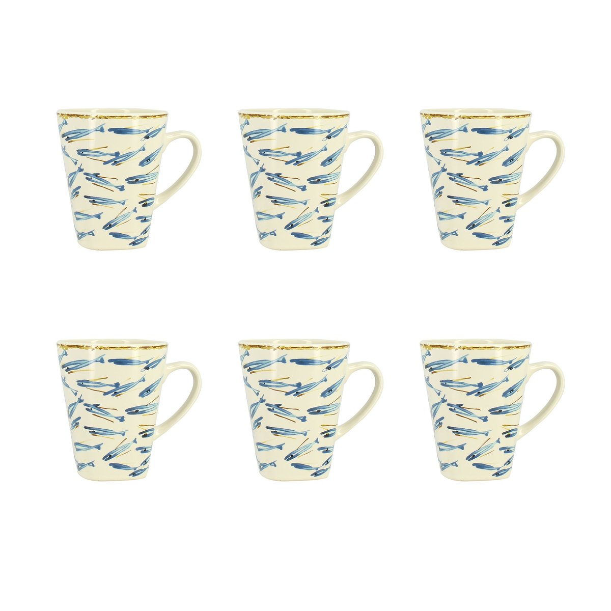 Lot de 6 mugs 36cl en grès, MARIUS multicolore, NOVASTYL