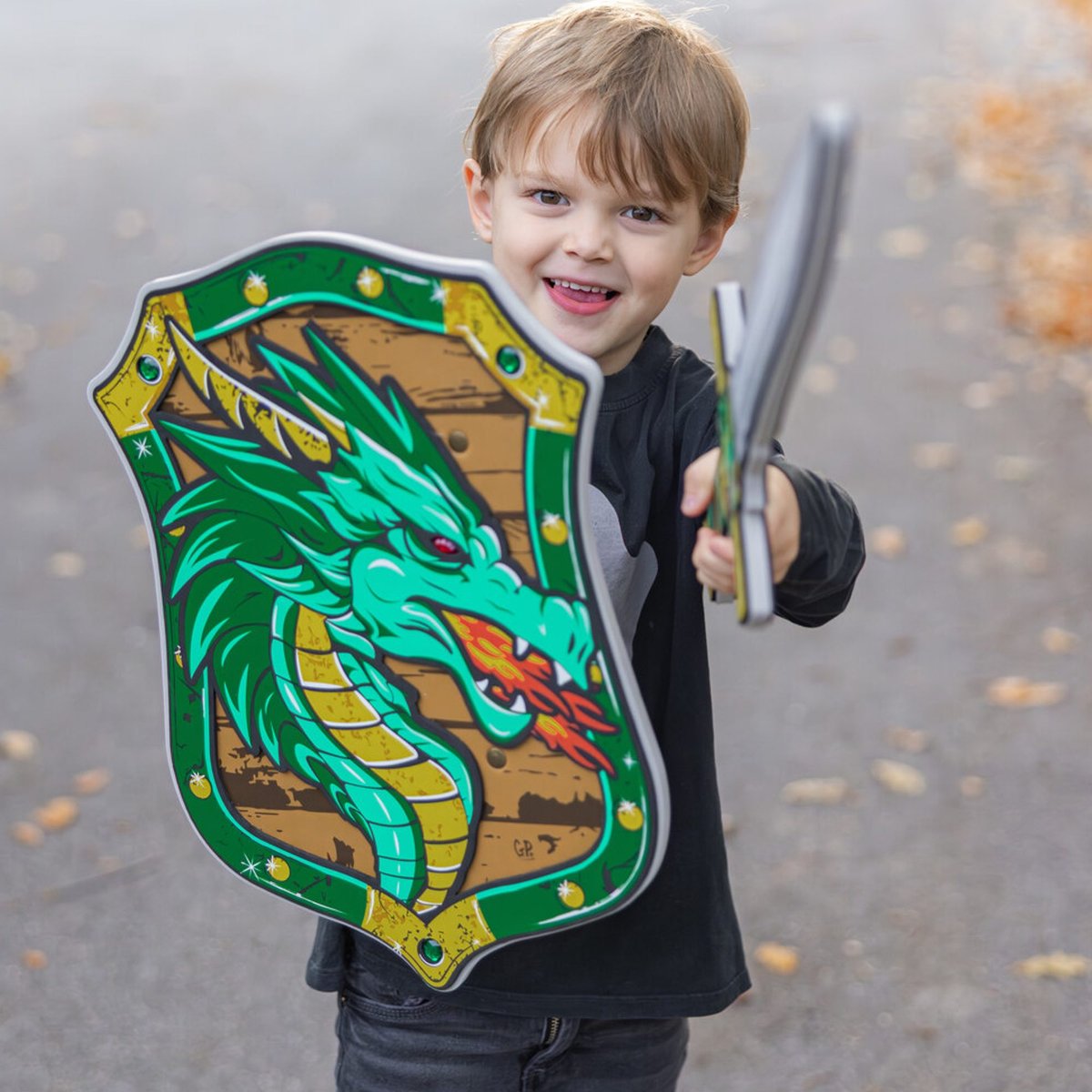 Bouclier de chevalier dragon vert en mousse vert, GREAT PRETENDERS