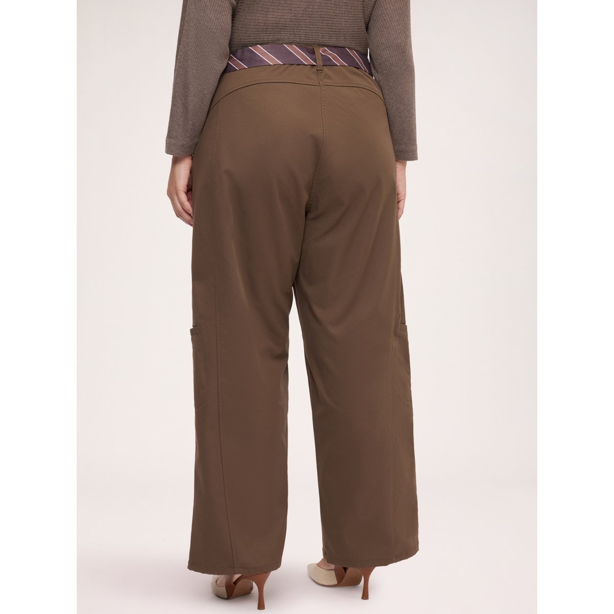 Pantalon cargo avec ceinture marron, FIORELLA RUBINO