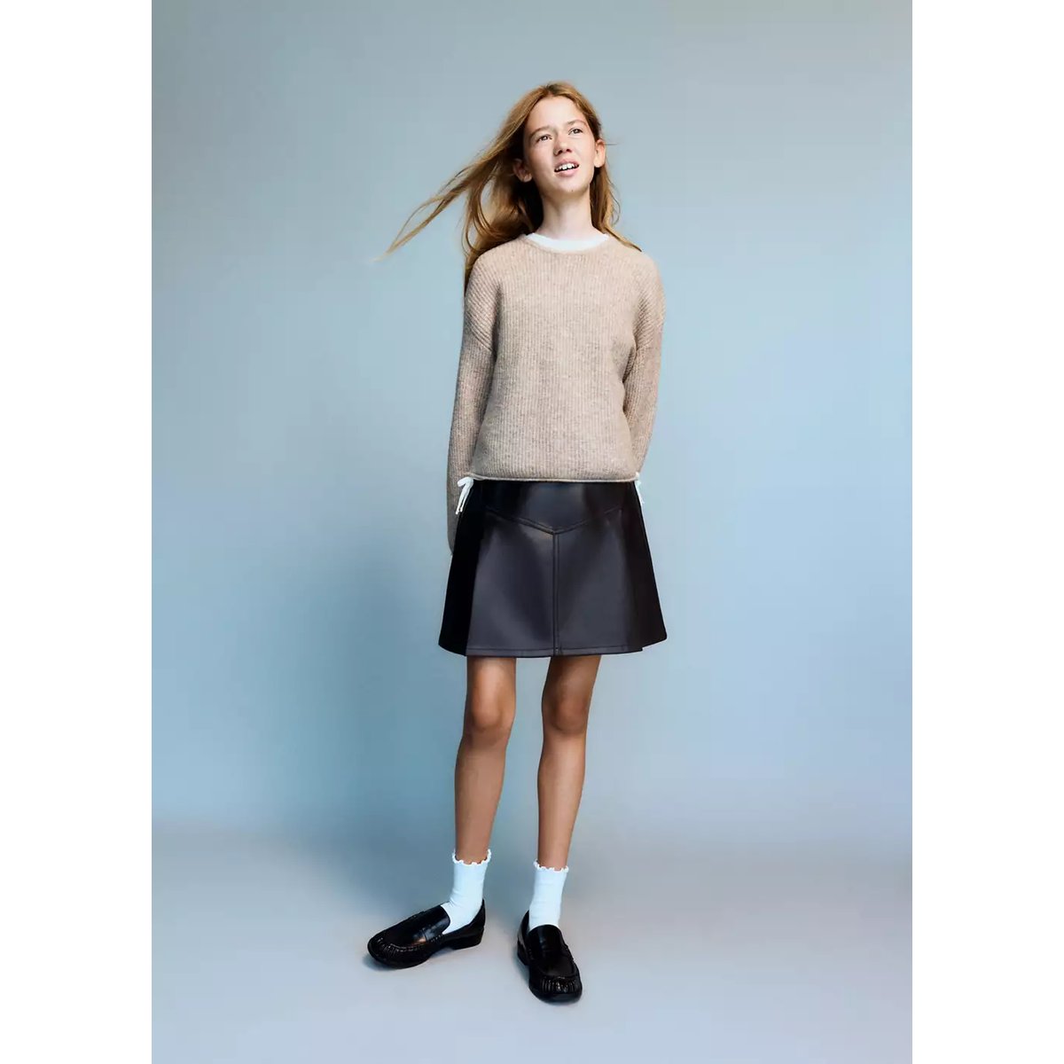 Pull-over maille marron moyen, MANGO KIDS