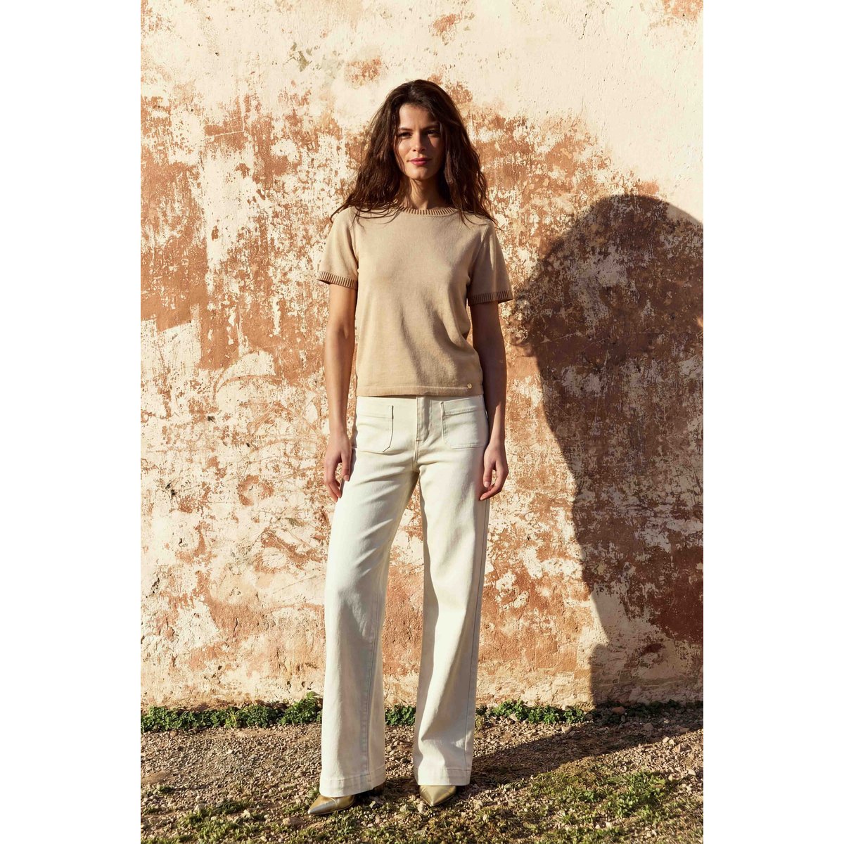 Pull col rond uni MISSY 13-beige, LA PETITE ETOILE