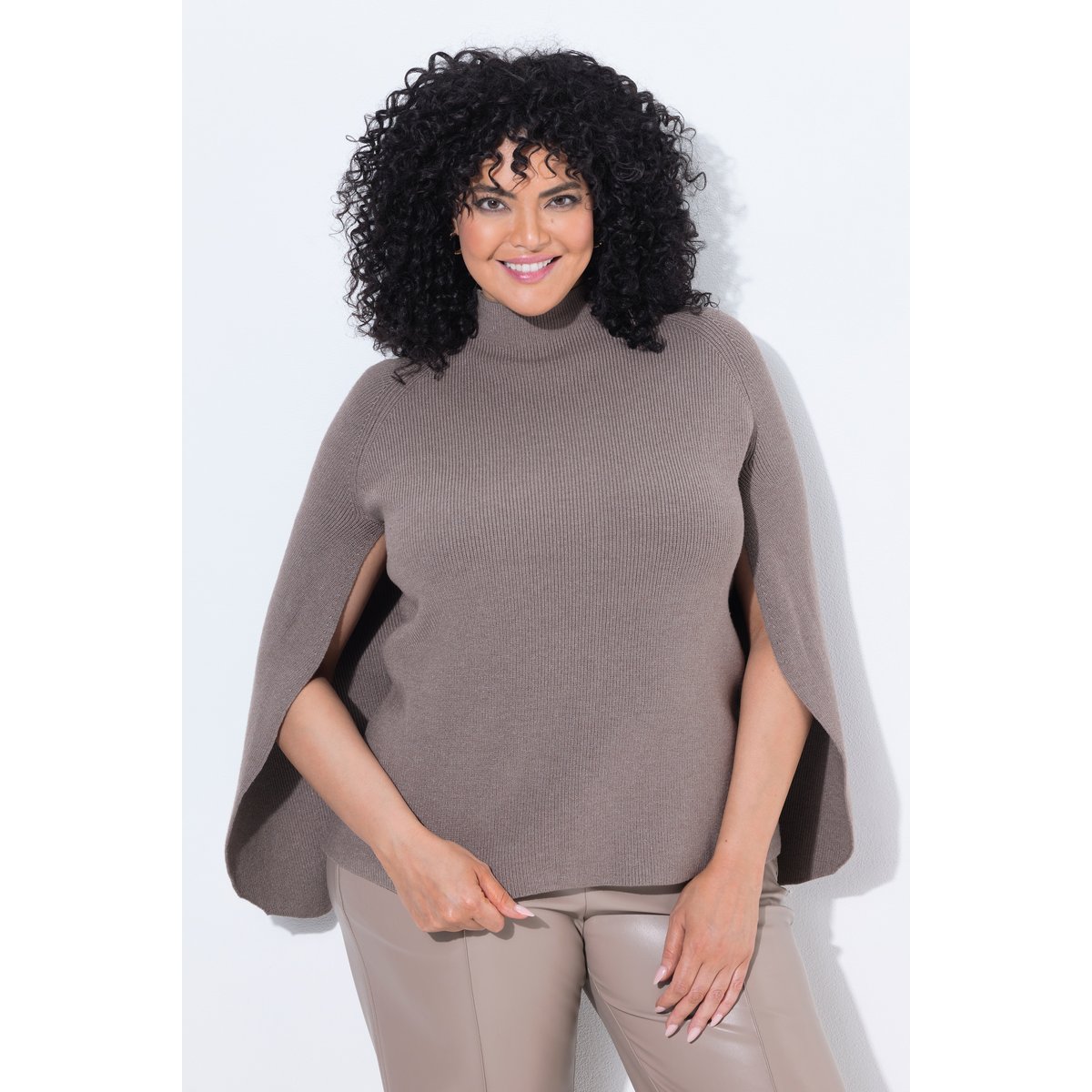 Pull esprit cape, maille chinée marron pâle, ULLA POPKEN