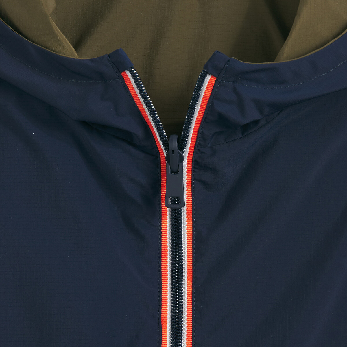 Blouson coupe-vent à capuche, réversible marine/kaki, LA REDOUTE COLLECTIONS
