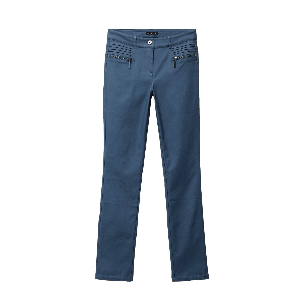 Pantalon enduit ajusté taille basculée bleu foncé, BREAL
