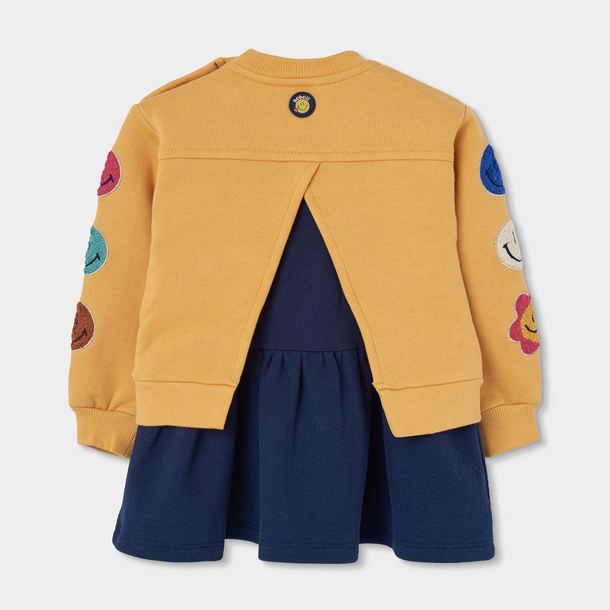 Robe en molleton avec patches d'émoticones jaune, BOBOLI