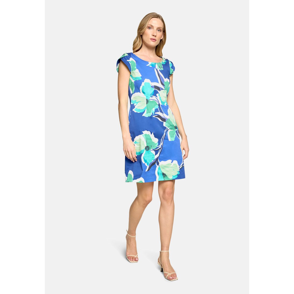 Robe droite manches courtes bleu/vert, BETTY BARCLAY