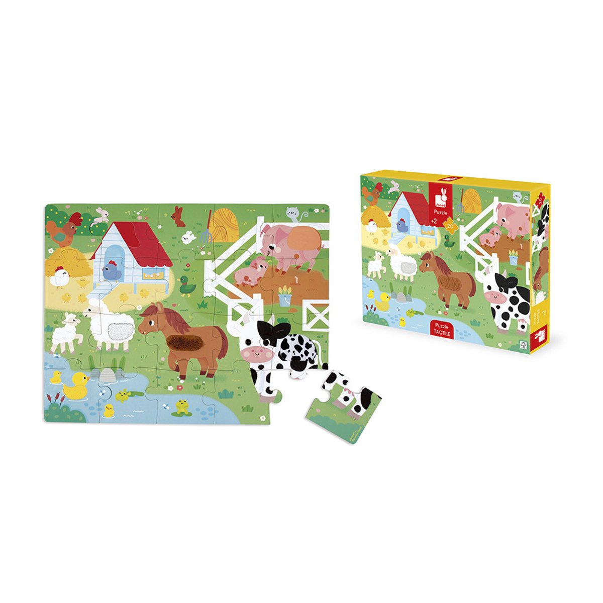 Puzzle Tactile Les Animaux De La Ferme 20 Pcs couleur unique, JANOD