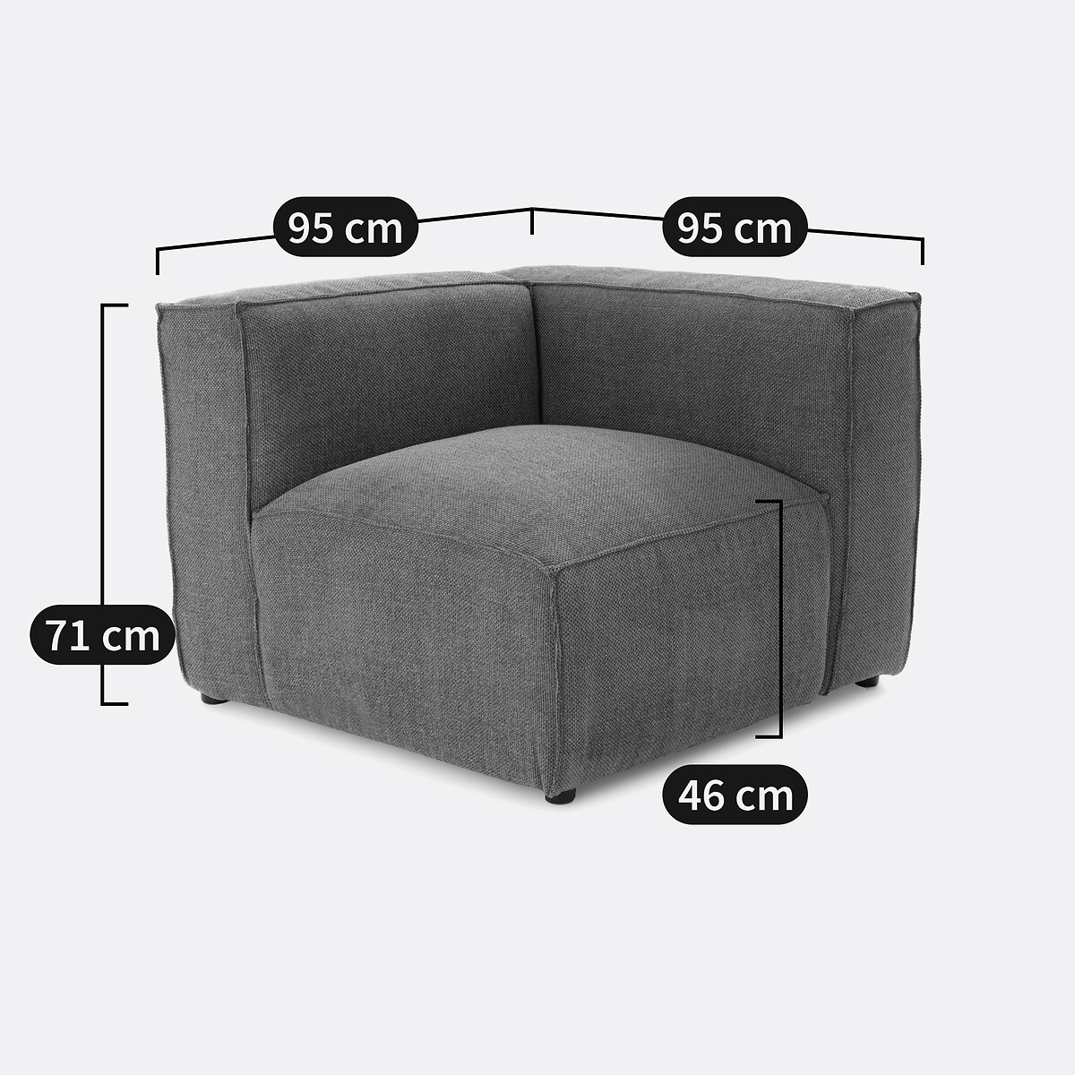 Elément d'angle pour canapé modulable, en velours côtelé fines côtes, SEVEN vert, LA REDOUTE INTERIEURS
