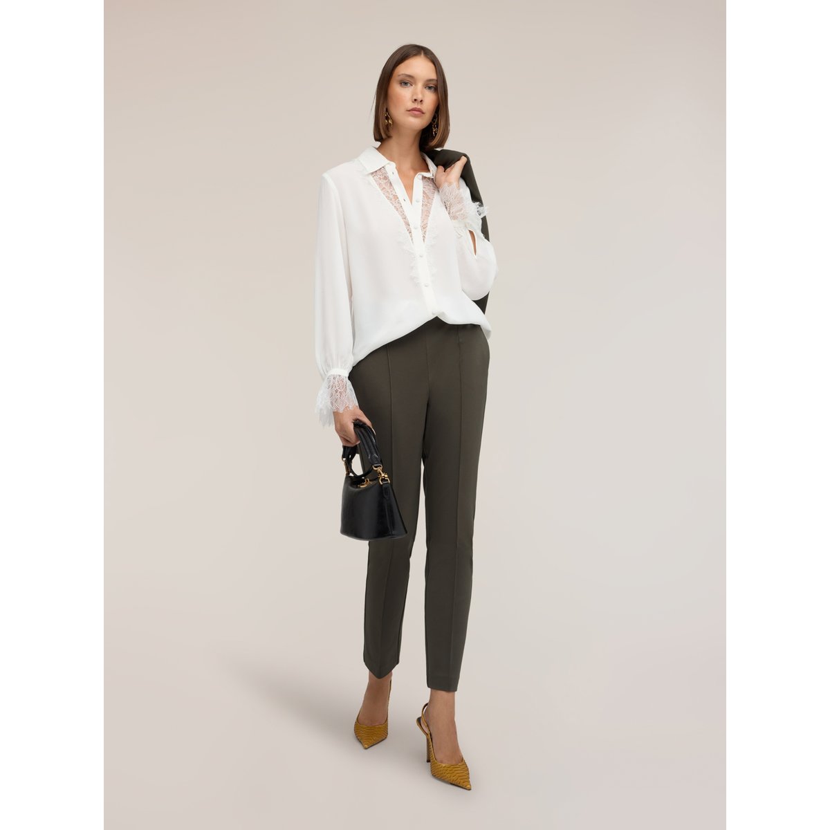 Chemise avec inserts en dentelle blanc, MOTIVI