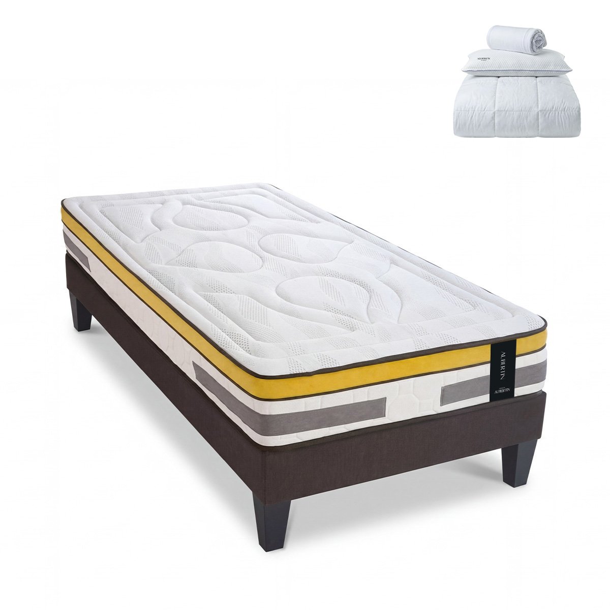 Prêt-à-dormir AUBERTIN avec Sommier AURORE et Accessoires blanc, MAISON AUBERTIN