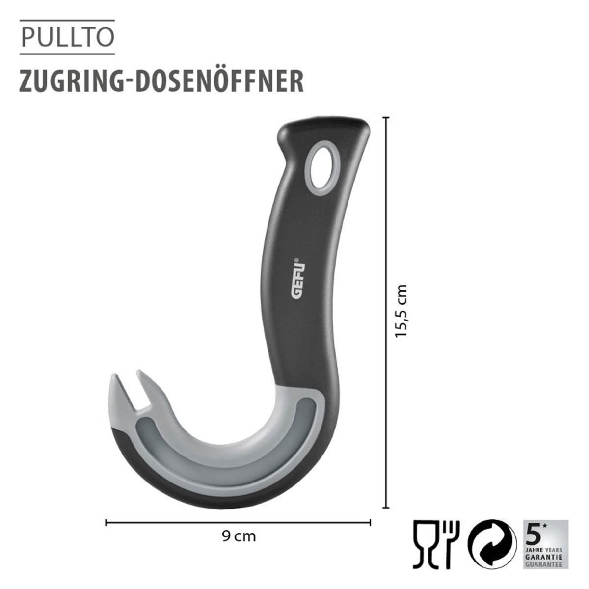 Ouvre-boîtes à anneau de traction PULLTO noir / anthrazit, GEFU