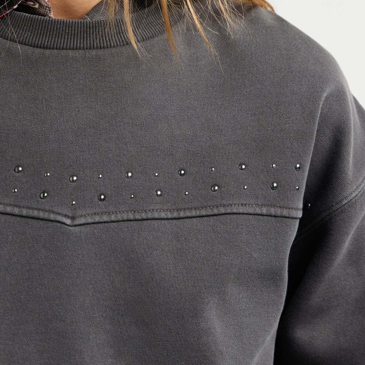 Sweat-Shirt À Col Rond Avec Clous gris granit, PEPE JEANS