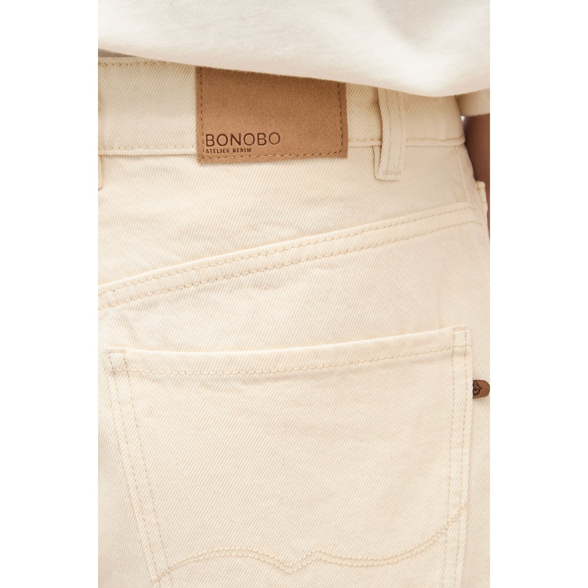 Bermuda large taille haute en coton jaune clair, BONOBO