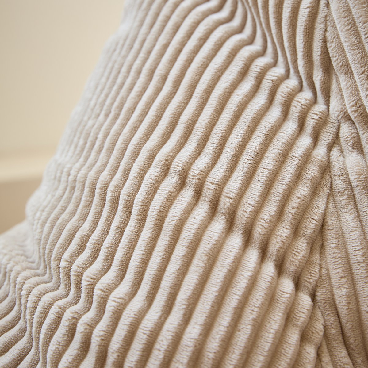 Pouf de salon, velours côtelé, GRANA beige, NORDLYS