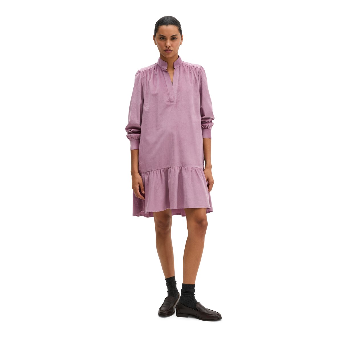 Robe en velours, coupe classique en mélange de coton bio et de viscose violet, MARC O'POLO