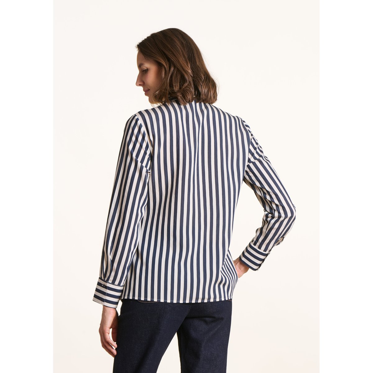 Chemise manches longues à rayures ecru/navy, LA FEE MARABOUTEE