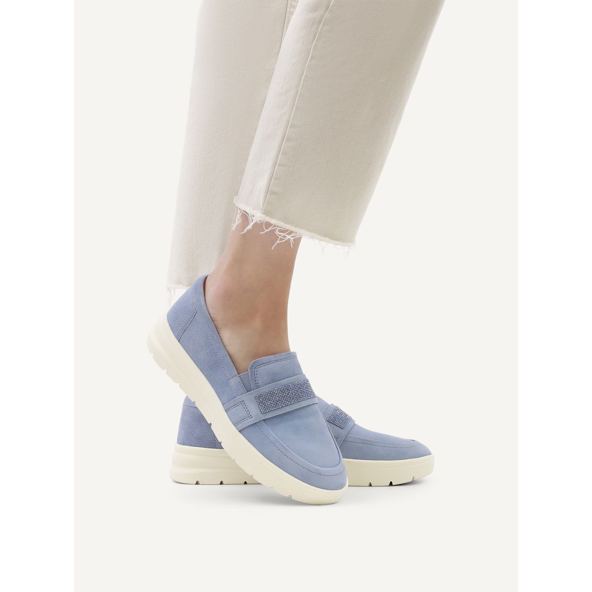 Slipper en cuir bleu pastel, CAPRICE