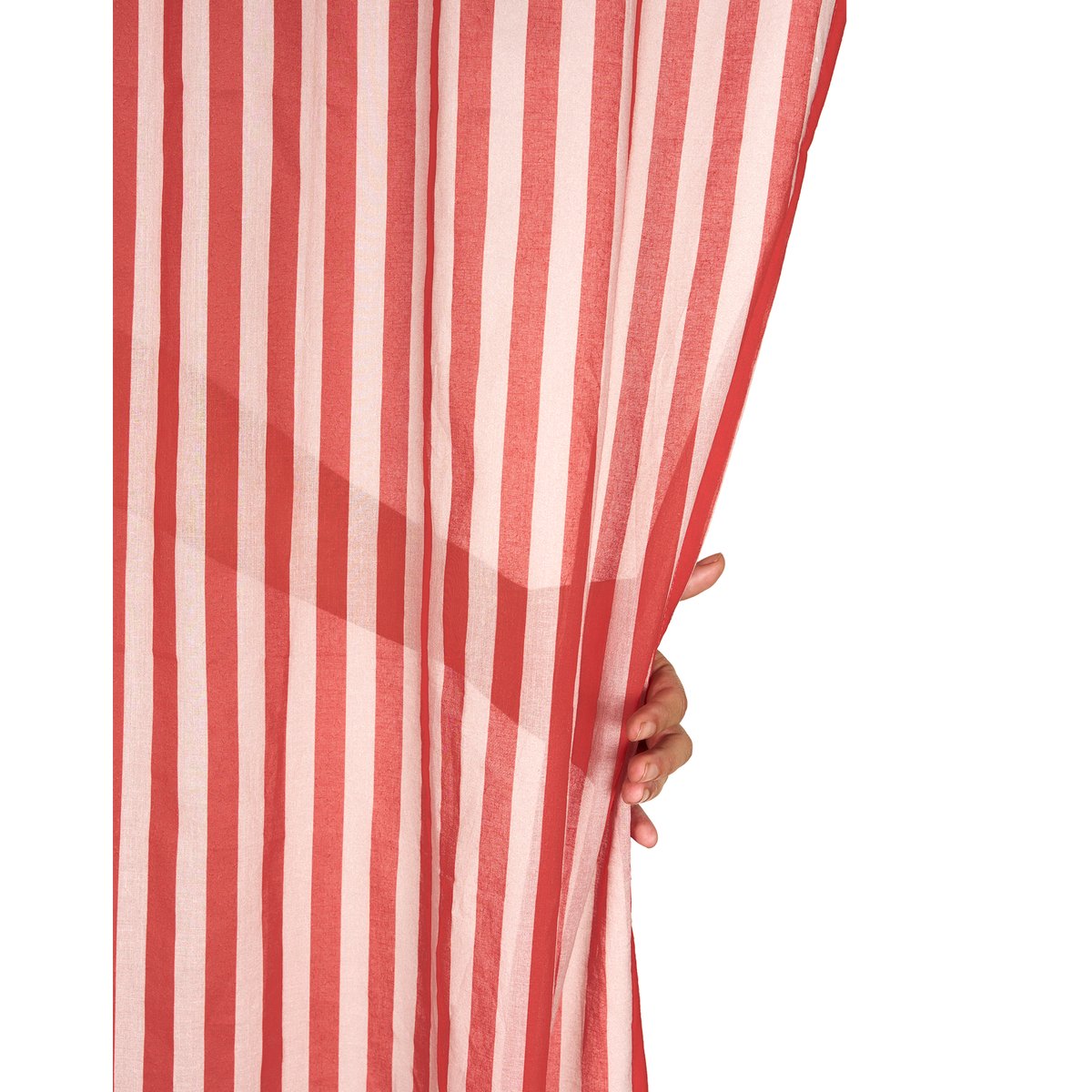 Rideau en voile de coton Wendy red stripes, NOBODINOZ
