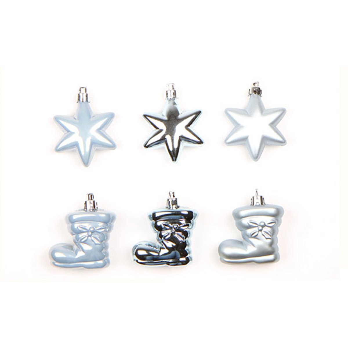 Lot de 6 décorations de Noël en forme de botte bleu ciel bleu, EDEN