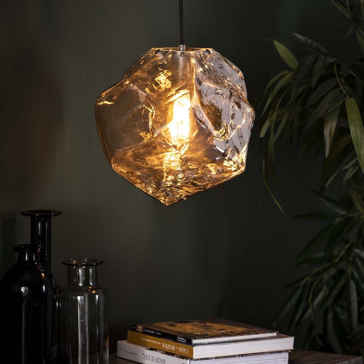 Suspension en verre soufflé aspect glaçon chromé NIAGARA transparent, PIER IMPORT