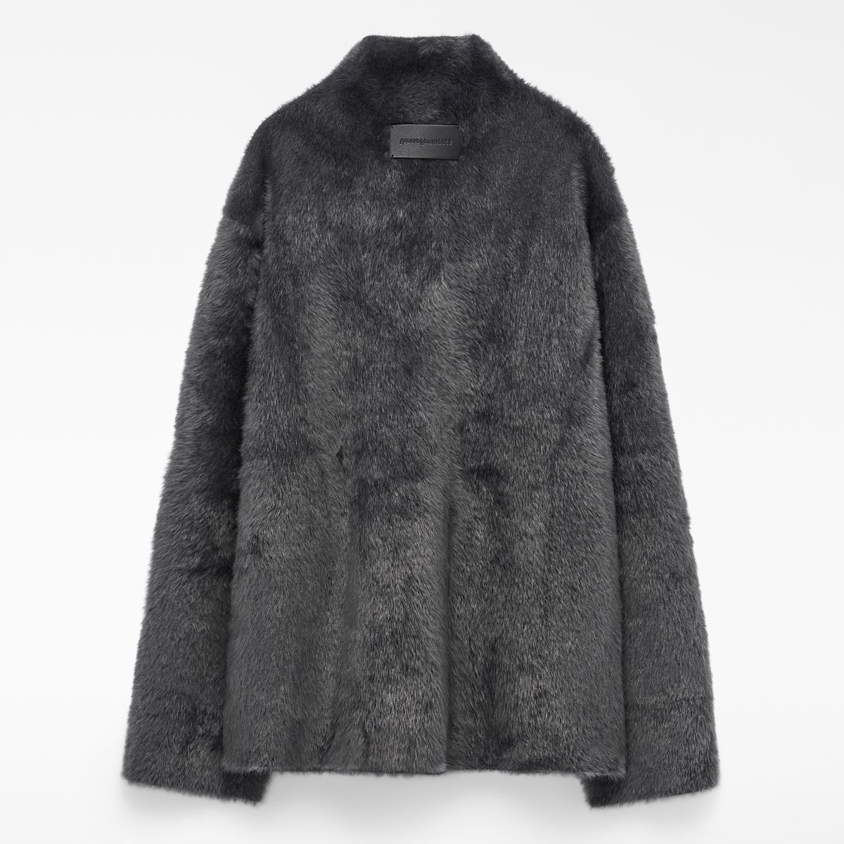 Veste imitation fourrure à col montant gris moyen, ADOLFO DOMINGUEZ