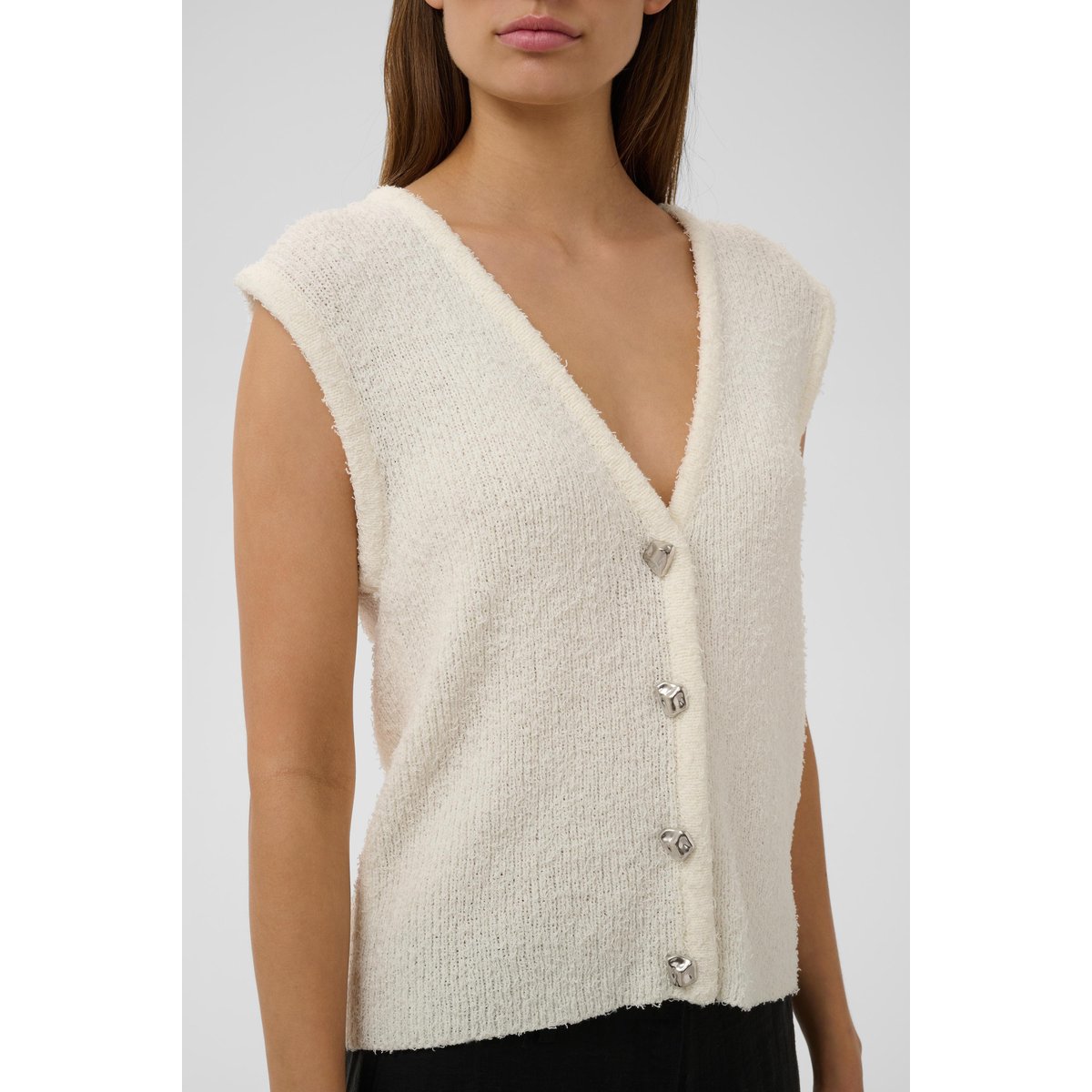 Manteau tricoté blanc broken white, SOAKED IN LUXURY