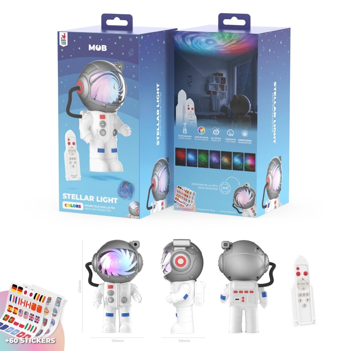 Projecteur Stellar blanc, gris, bleu, MOB