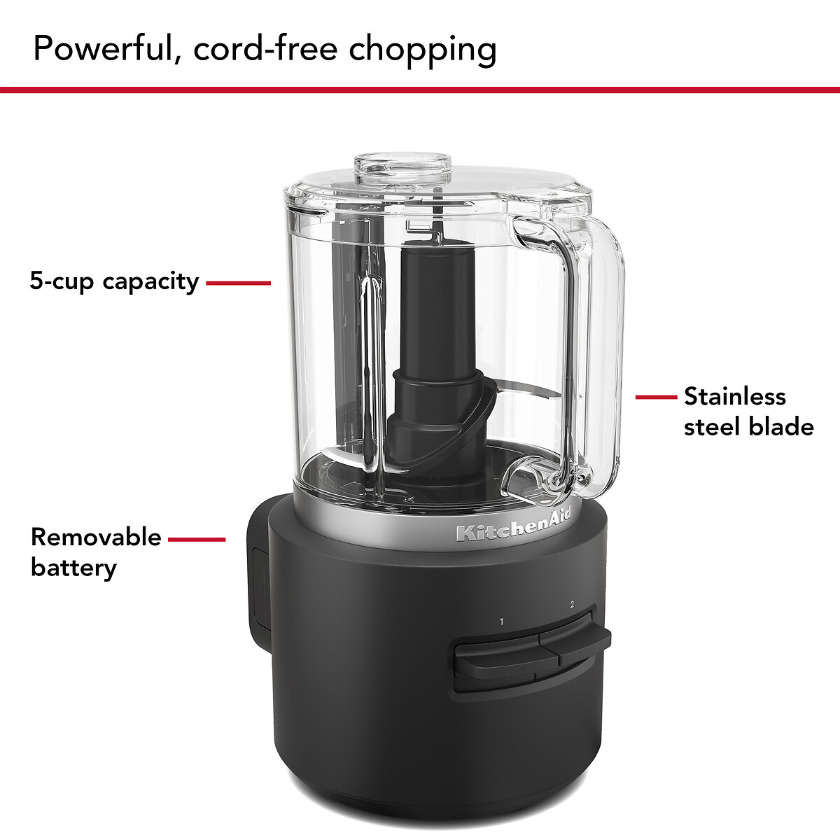 Go Cordless Food Chopper & Battery - 5KFCR531 black, KITCHENAID