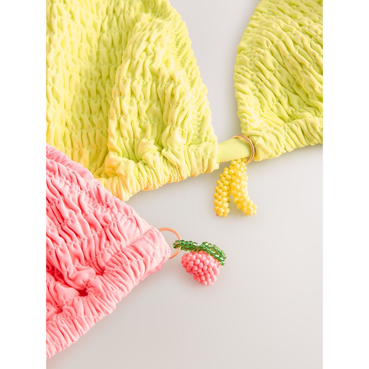 Haut de bikini triangle froncé, lot 2 corail fluo/vert citron fluo, NEXT