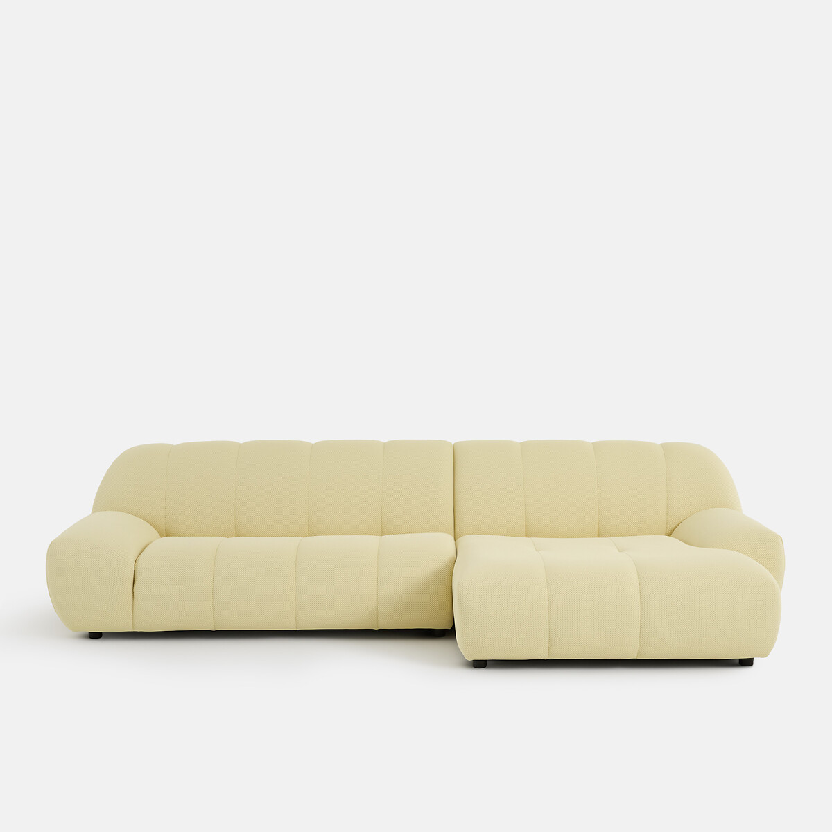 Canapé d'angle droit, 4 places, en tissu matelassé, NURIA jaune, LA REDOUTE INTERIEURS
