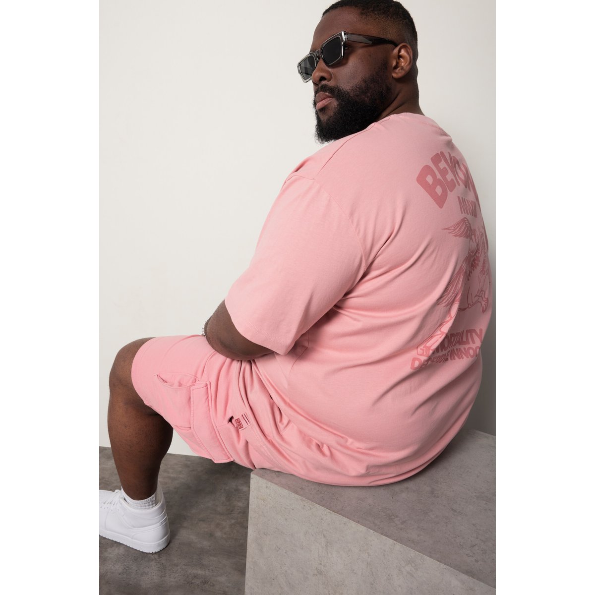T-shirt oversize fuchsia foncé, STHUGE