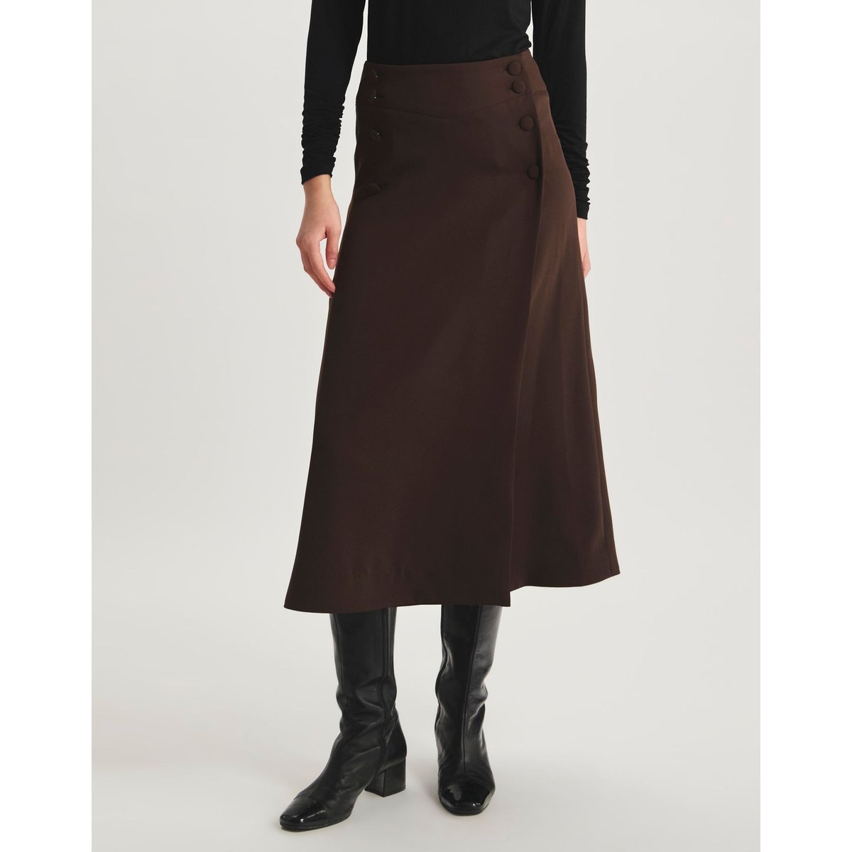 Jupe Tales fluide marron, INES DE LA FRESSANGE PARIS