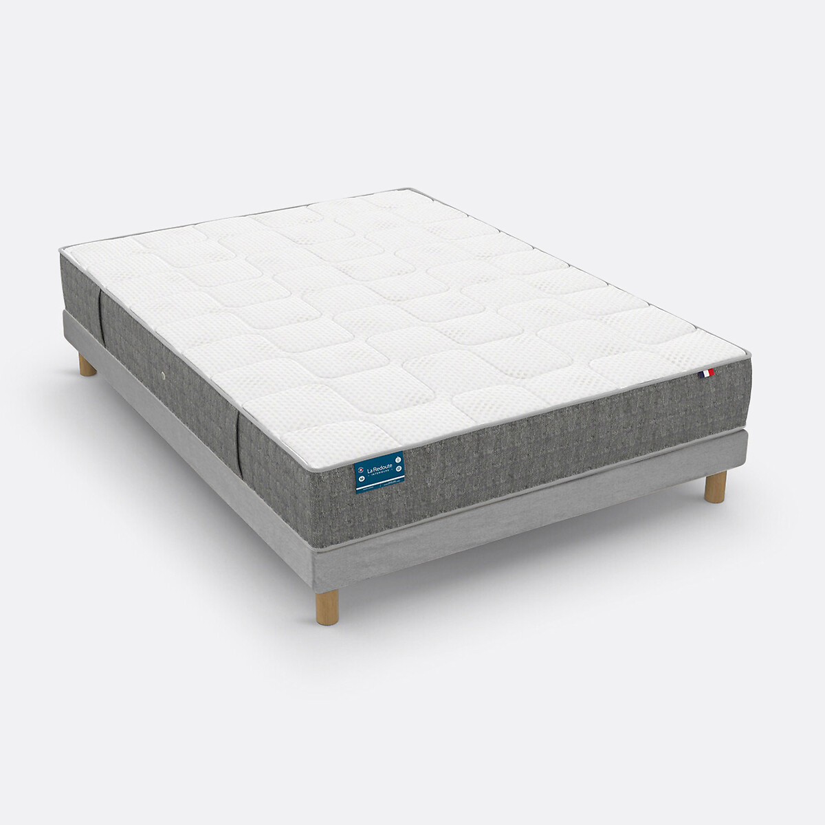 Ensemble matelas 660 ressorts, soutien ferme, accueil moelleux gris chiné, LA REDOUTE INTERIEURS