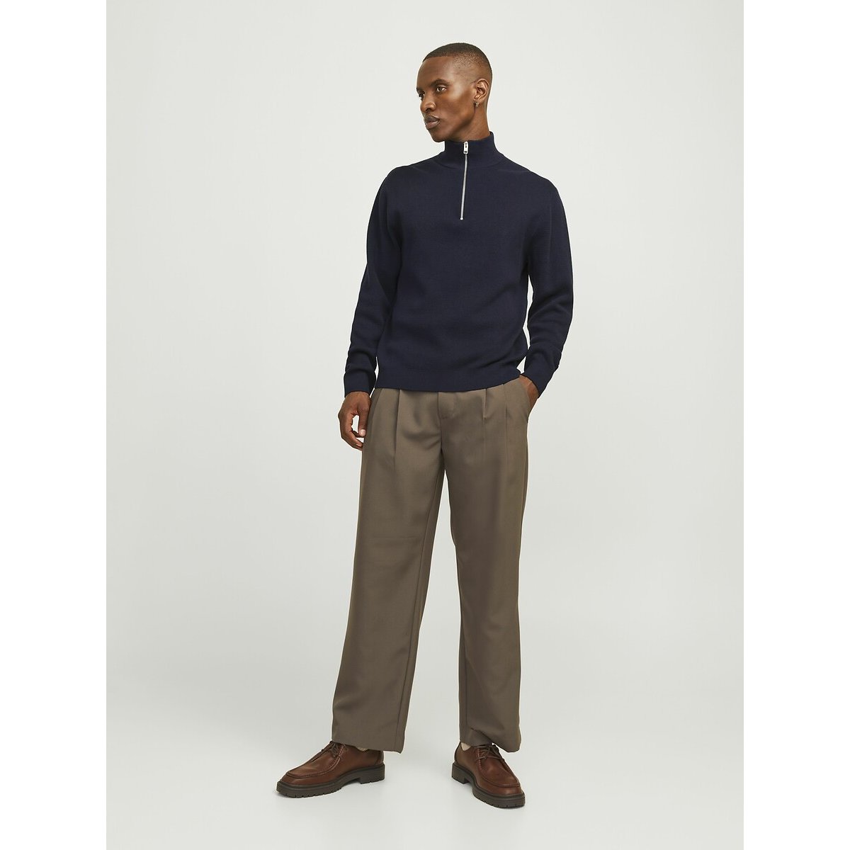 Oversize Pullover mit halbem Reissverschluss marine, JACK & JONES