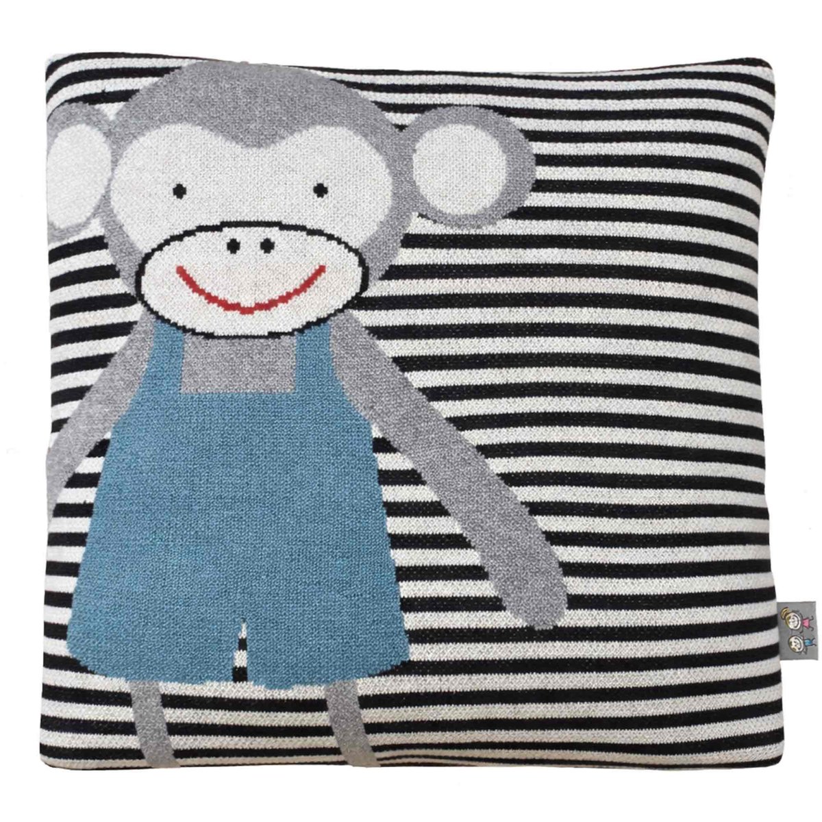 Taie de coussin en coton bio tricoté TRICOT gris, singe, SEVIRA KIDS
