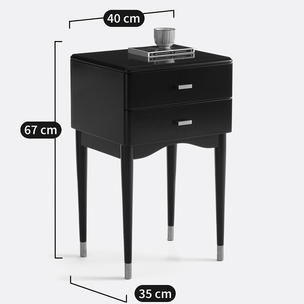 Mesita de noche con 2 cajones NOVANI negro, LA REDOUTE INTERIEURS