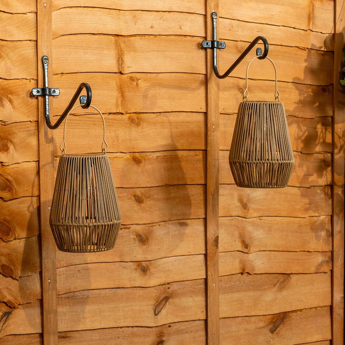Set of 2 Solar Powered Outdoor Faux Bamboo Lanterns natural, SO'HOME