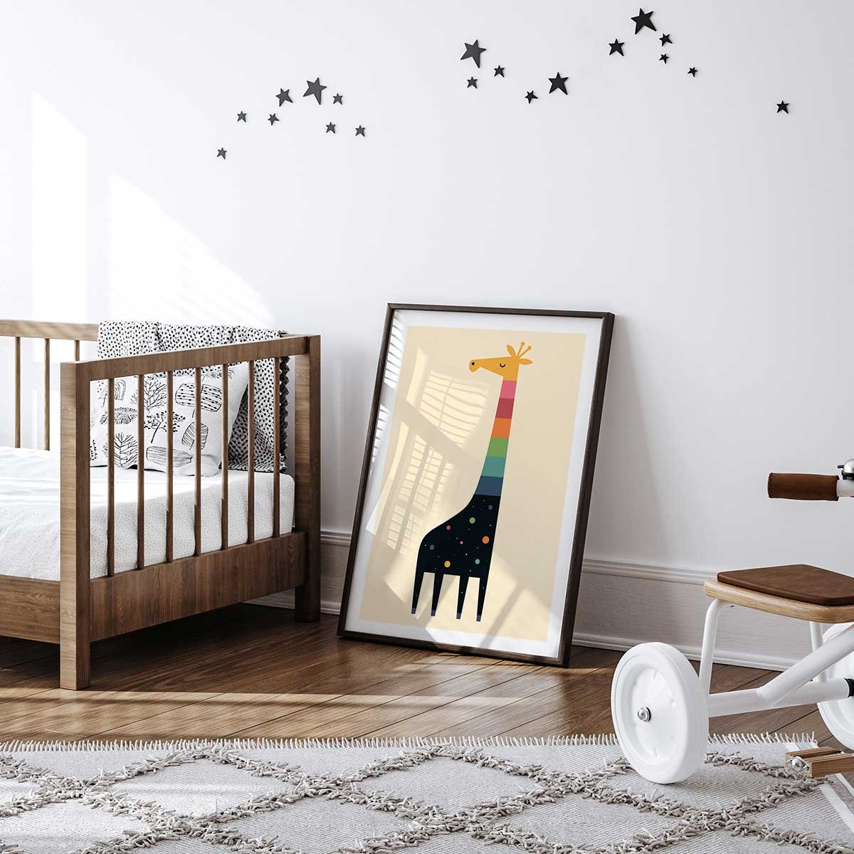 Affiche enfant girafe galaxie affiche seule, HEXOA