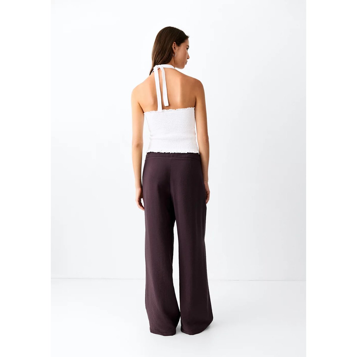 Top halter à détails métalliques blanc cassé, MANGO TEEN