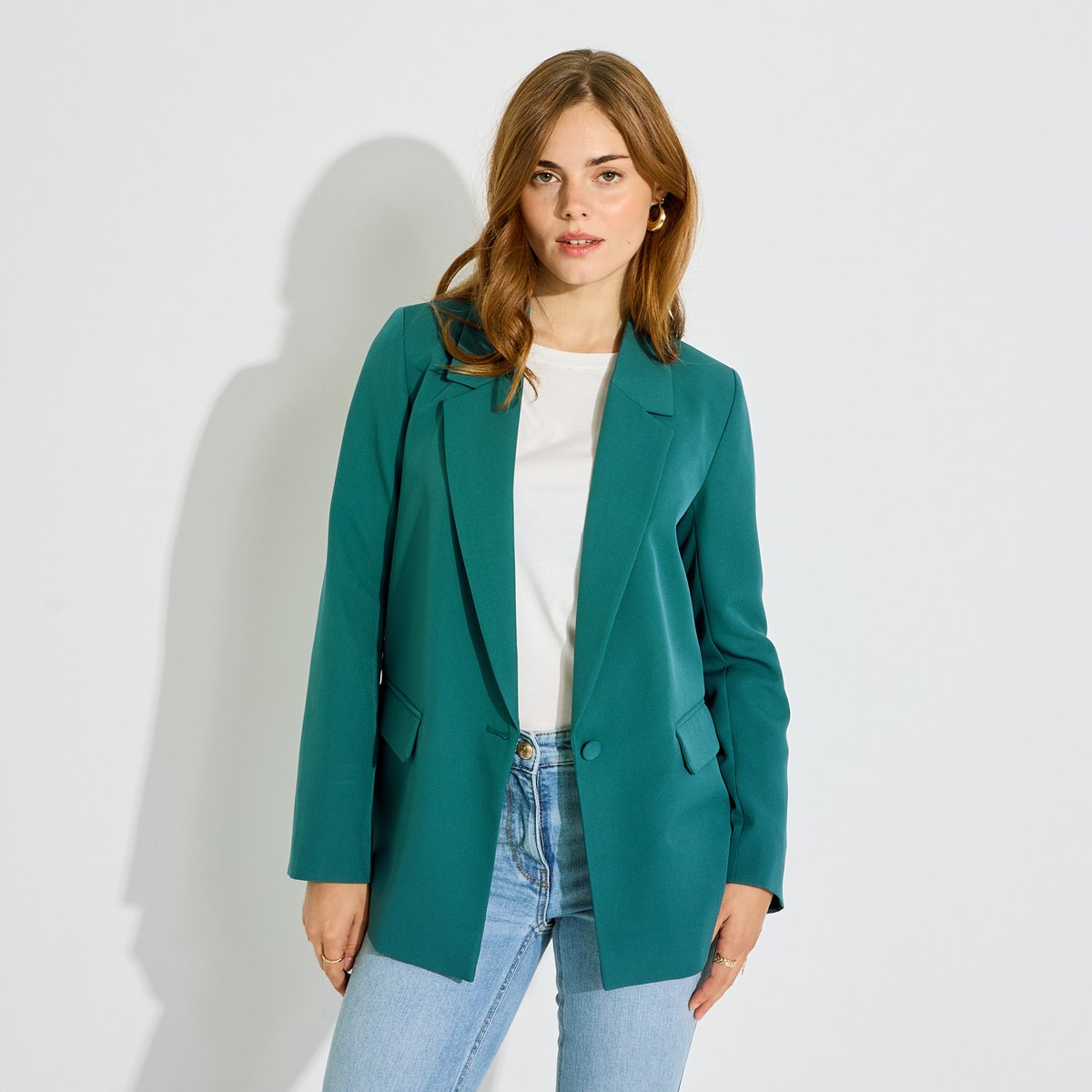 Veste blazer col tailleur vert, GRAIN DE MALICE