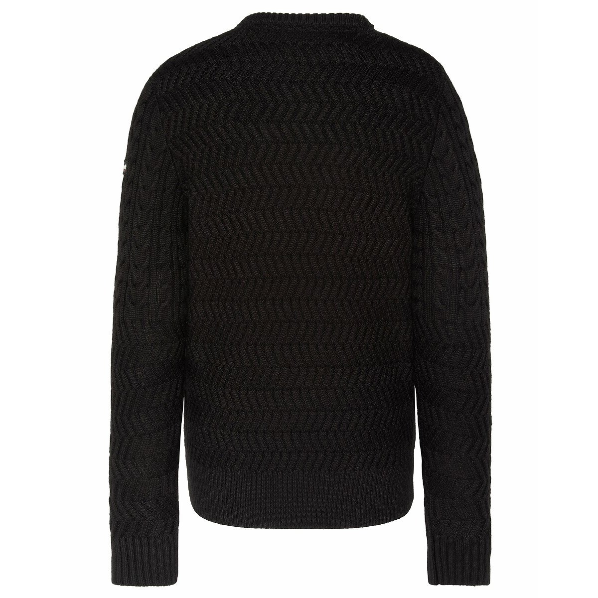 Pull col rond en grosse maille noir, SCHOTT