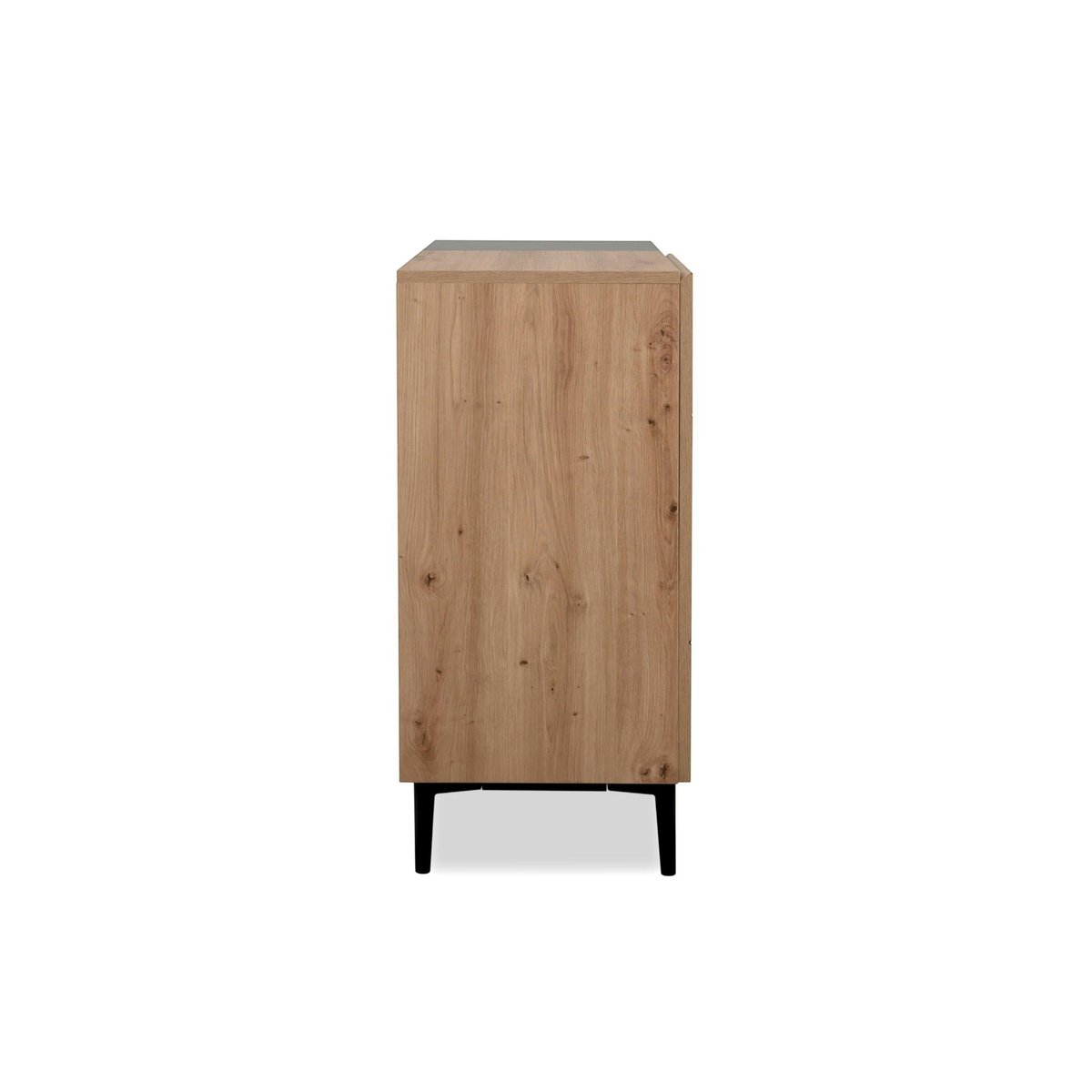 Meuble d'entrée 2 portes décor bois et noir ALVA bois naturel, PIER IMPORT