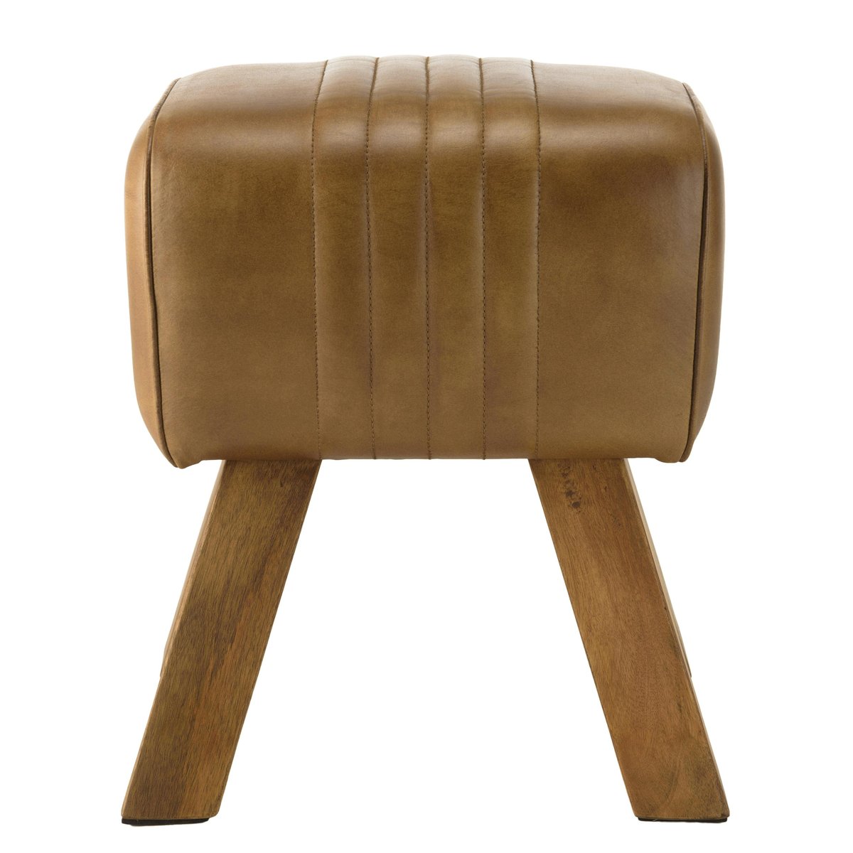 Tabouret cuir havane pieds en bois TIM marron, PIER IMPORT
