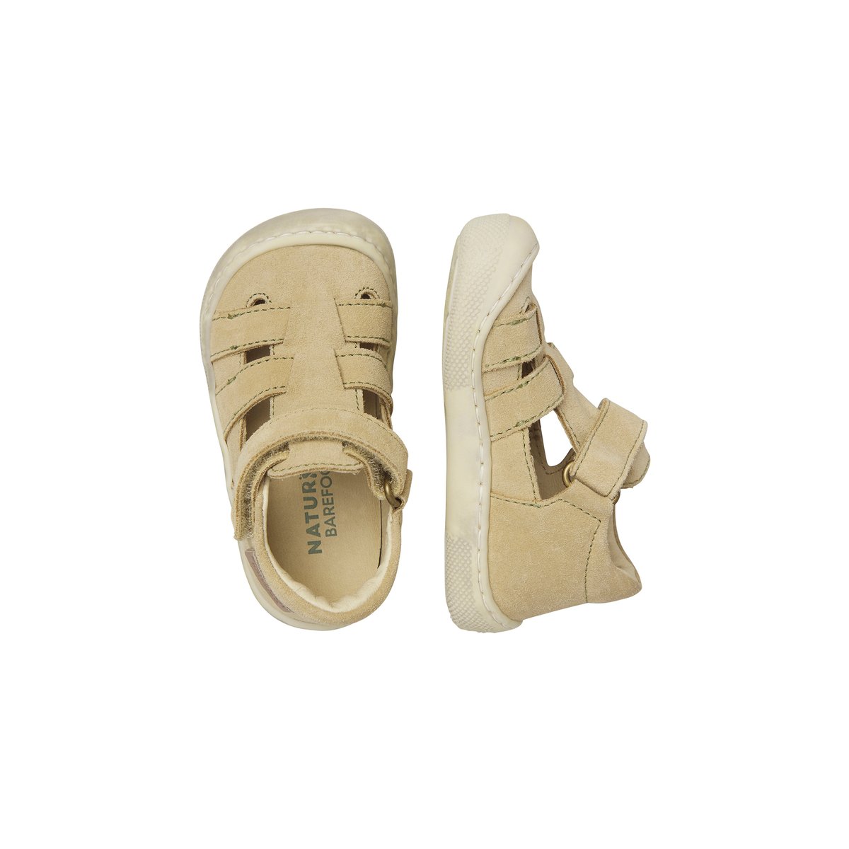 Sandales barefoot en daim BAREFOOT FILDI beige-vert militaire-, NATURINO